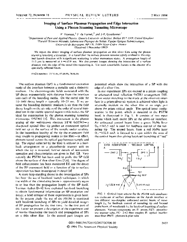 (PDF) Imaging of surface plasmon propagation and edge interaction using ...