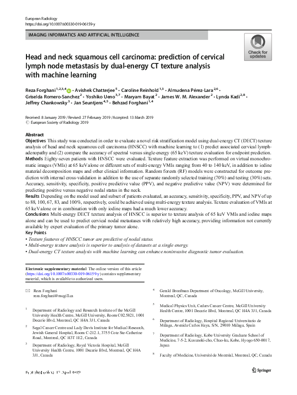 (PDF) Head and neck squamous cell carcinoma: prediction of cervical ...
