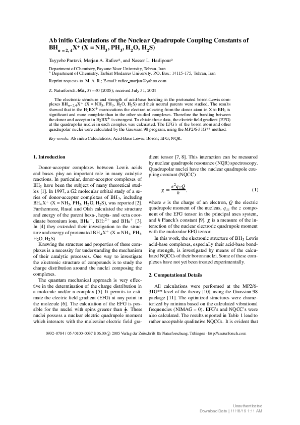 (PDF) Ab initio calculations of nuclear quadrupole coupling constants ...