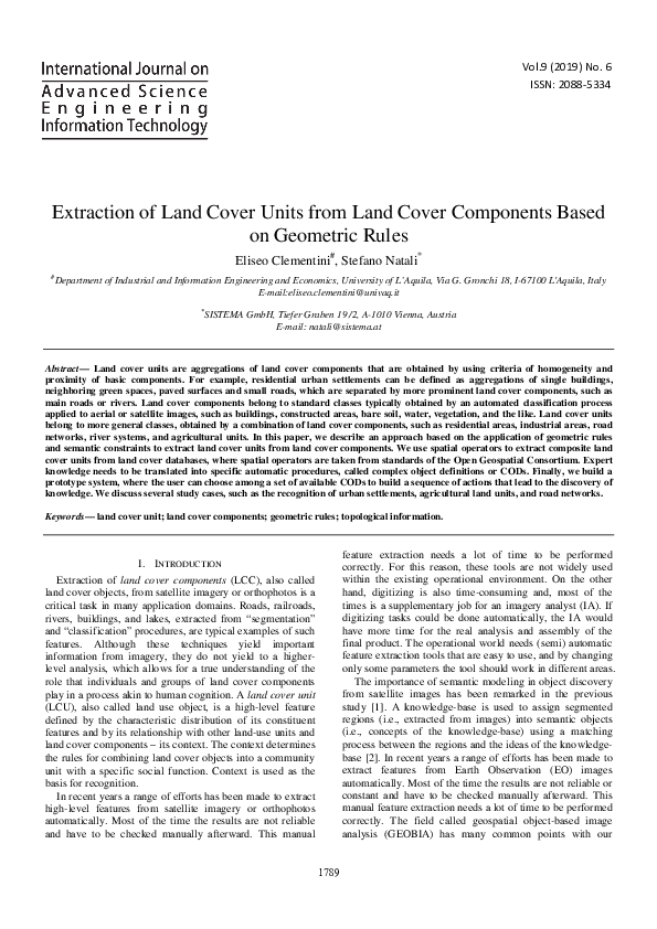 (PDF) Extraction of Land Cover Units from Land Cover Components Based ...