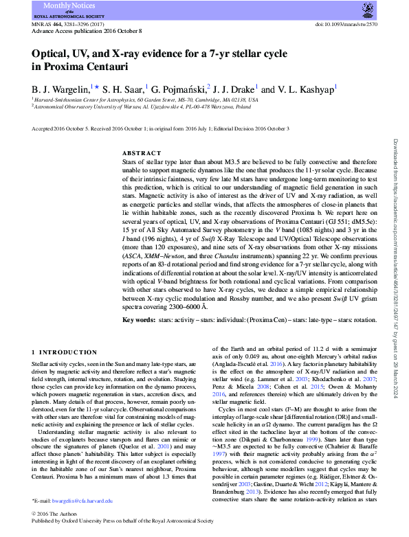 (PDF) Optical, UV, and X-ray evidence for a 7-yr stellar cycle in ...