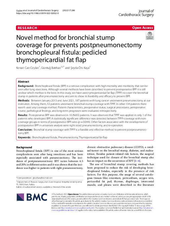 (PDF) Novel method for bronchial stump coverage for prevents ...