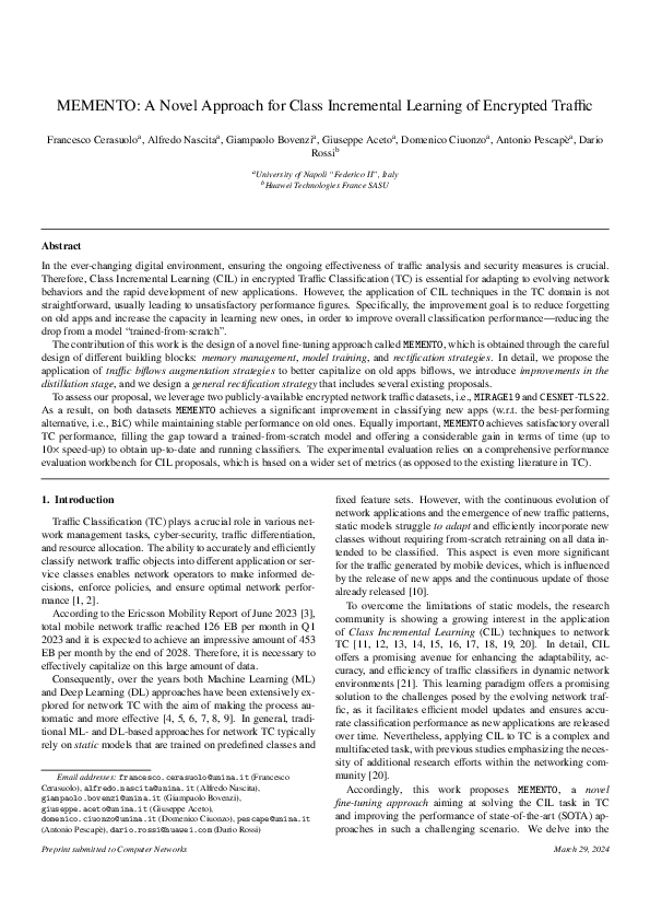 (PDF) MEMENTO: A Novel Approach for Class Incremental Learning of ...