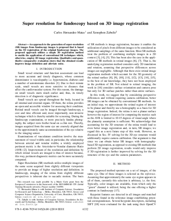 (PDF) Super resolution for fundoscopy based on 3D image registration