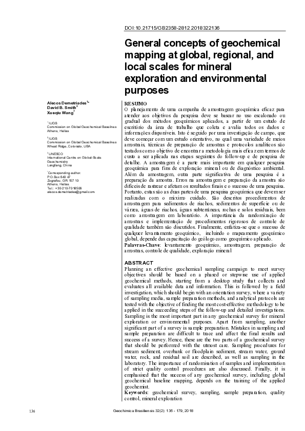 (PDF) General concepts of geochemical mapping at global, regional, and ...