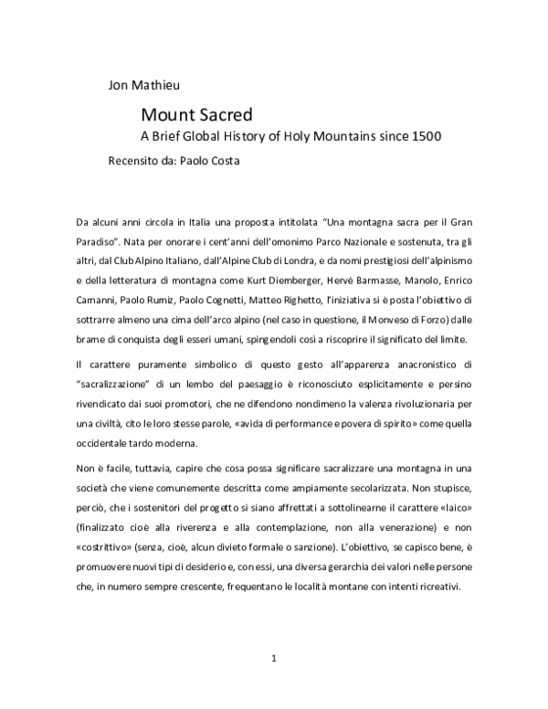 (PDF) Recensione di J. Mathieu, Mount Sacred. A Brief Global History of ...