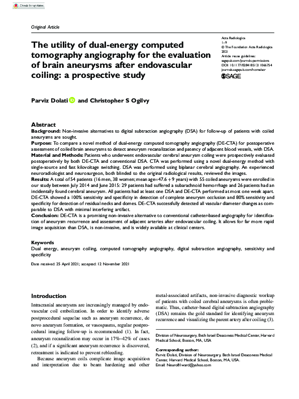 (PDF) The utility of dual-energy computed tomography angiography for ...