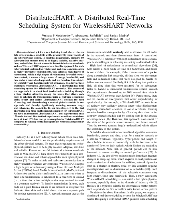 (PDF) DistributedHART: A Distributed Real-Time Scheduling System for ...