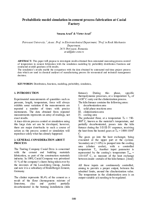 (PDF) Probabilistic Model Simulation in Cement Process Fabrication at ...