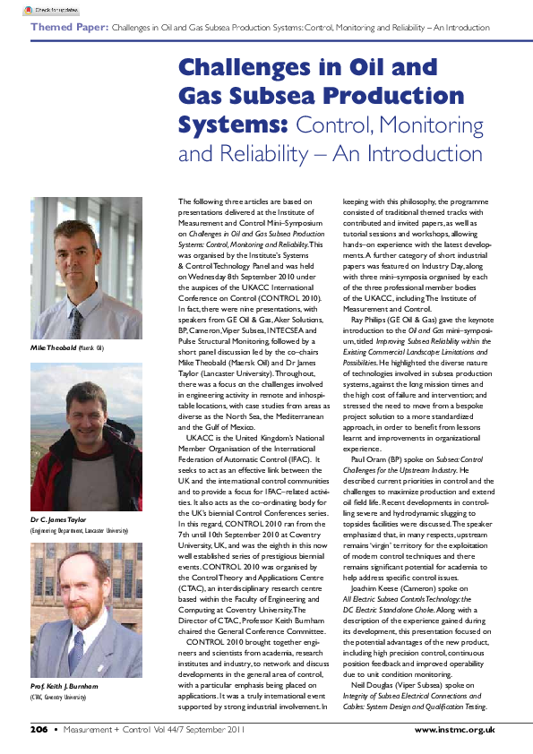 (PDF) Challenges in Oil and Gas Subsea Production Systems: Control ...