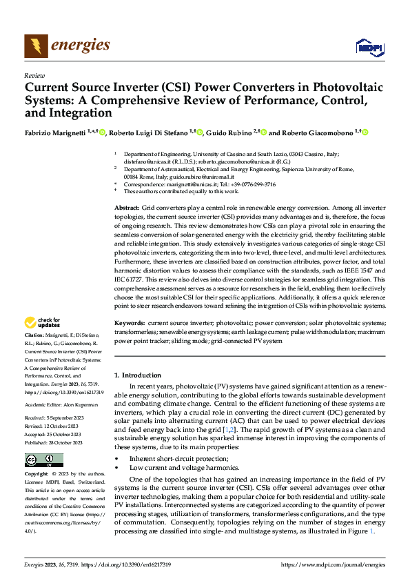 (PDF) Current Source Inverter (CSI) Power Converters in Photovoltaic ...