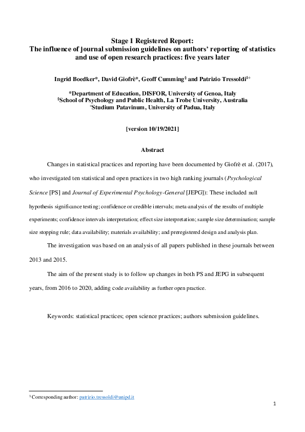 (PDF) Stage 1 Registered Report: The influence of journal submission ...
