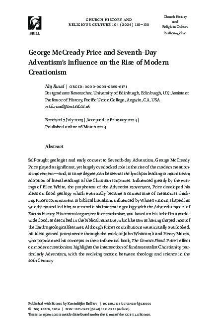 (PDF) George McCready Price and Seventh-Day Adventism’s Influence on ...