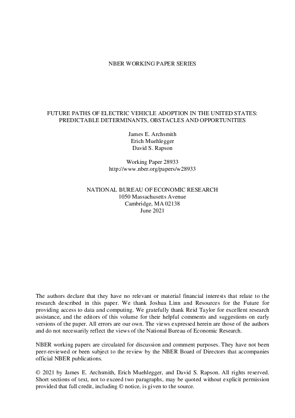 (PDF) Future Paths of Electric Vehicle Adoption in the United States ...