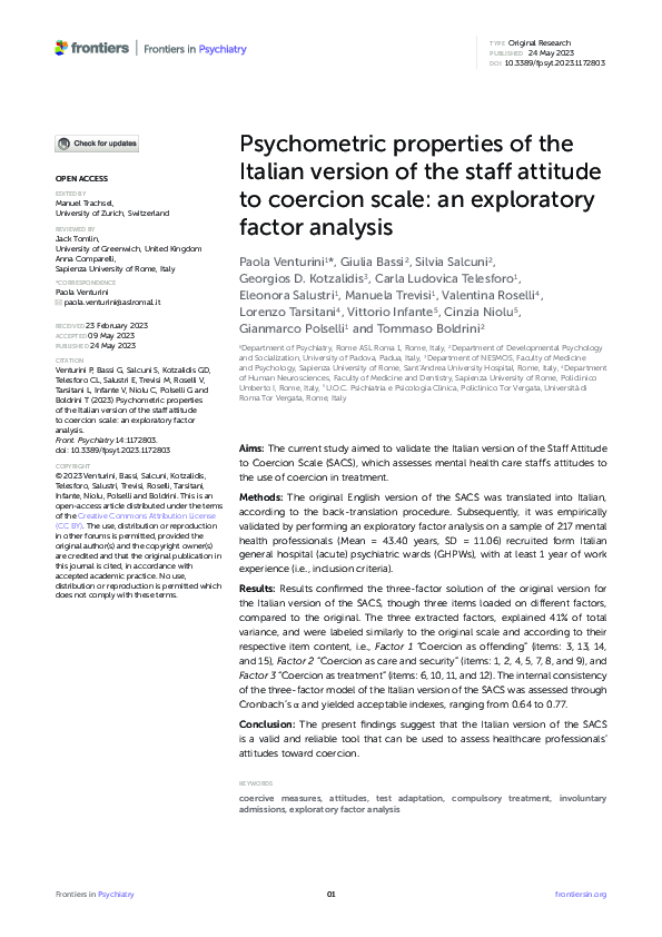 (PDF) Psychometric properties of the Italian version of the staff ...