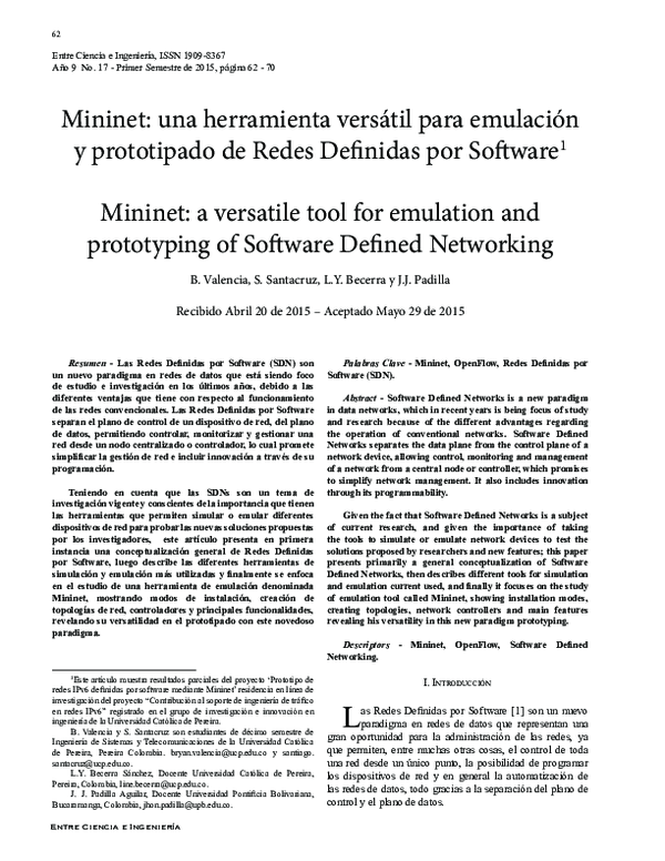 (PDF) Mininet: a versatile tool for emulation and prototyping of ...