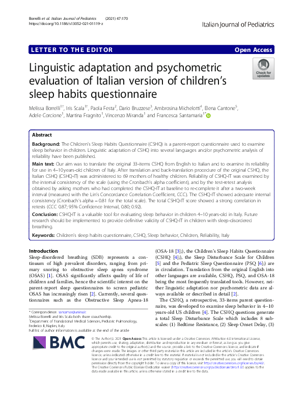 (PDF) Linguistic adaptation and psychometric evaluation of Italian ...