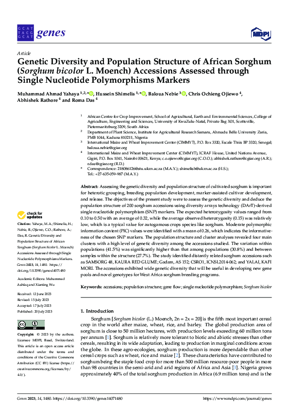 (PDF) Genetic Diversity and Population Structure of African Sorghum ...