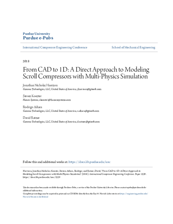 (PDF) From CAD to 1D: A Direct Approach to Modeling Scroll Compressors ...