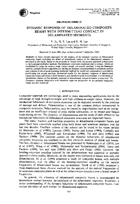 (PDF) Dynamic response of a delaminated composite beam with general lay ...