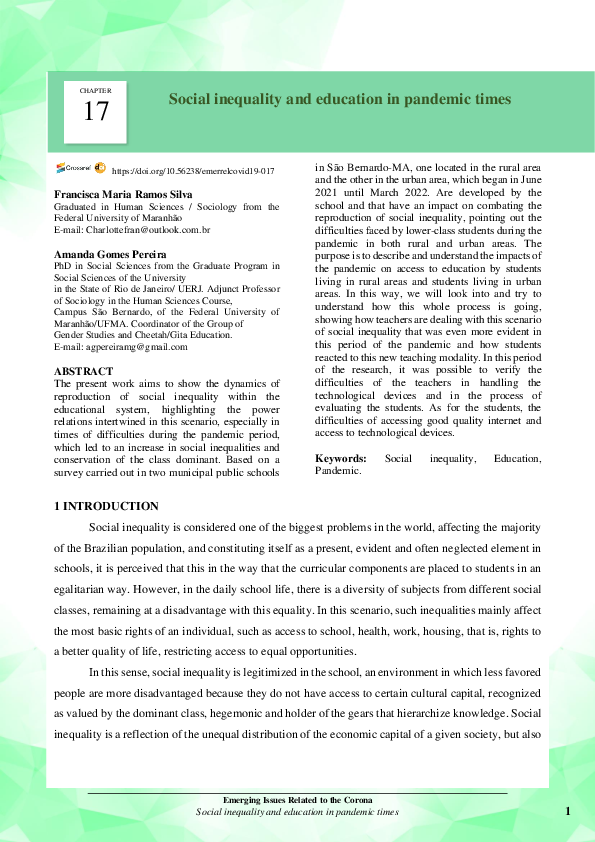 (PDF) Social inequality and education in pandemic times