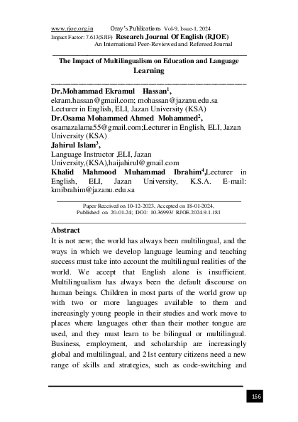 (PDF) The Impact of Multilingualism on Education and Language Learning