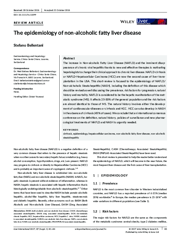 (PDF) The epidemiology of non-alcoholic fatty liver disease