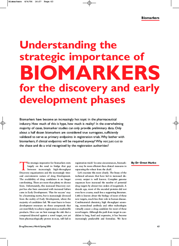 (PDF) Understanding the strategic importance of BIOMARKERS the ...