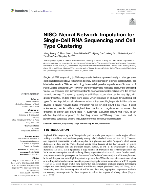 (PDF) NISC: Neural Network-Imputation for Single-Cell RNA Sequencing ...
