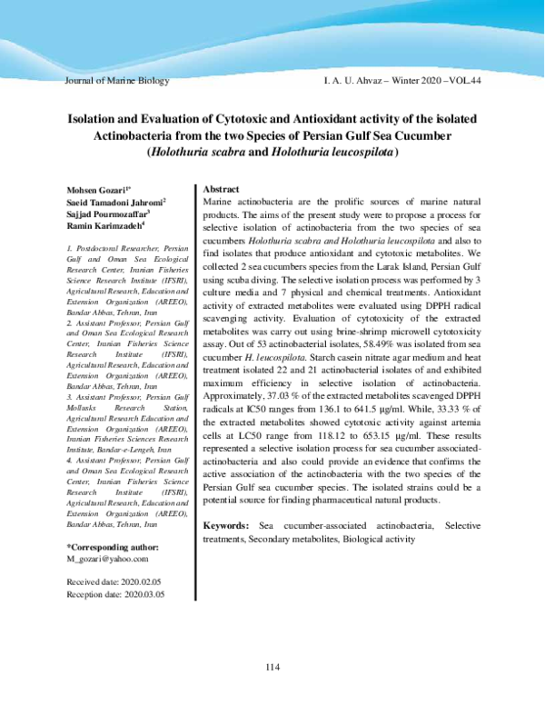 (PDF) Isolation and Evaluation of Cytotoxic and Antioxidant activity of ...