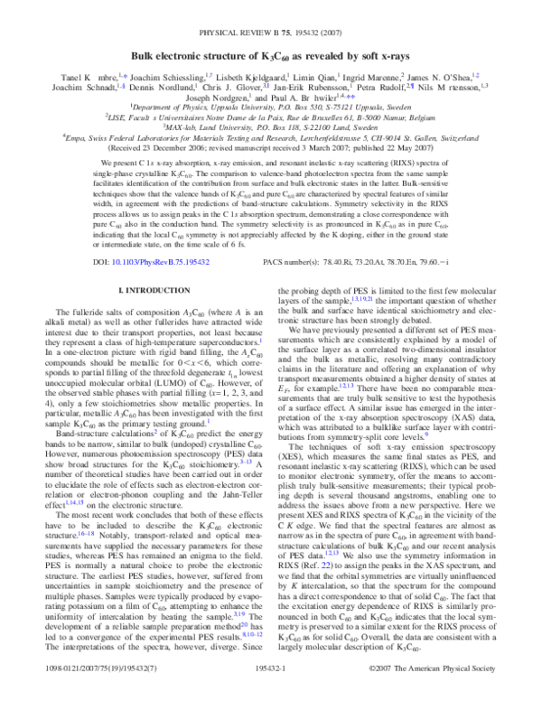 (PDF) Bulk electronic structure of K_ {3} C_ {60} as revealed by soft x