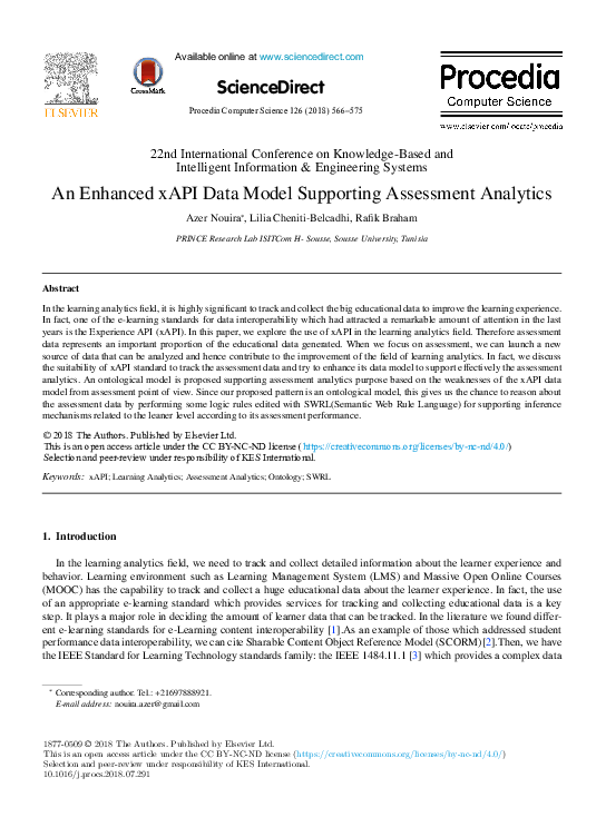(PDF) An Enhanced xAPI Data Model Supporting Assessment Analytics