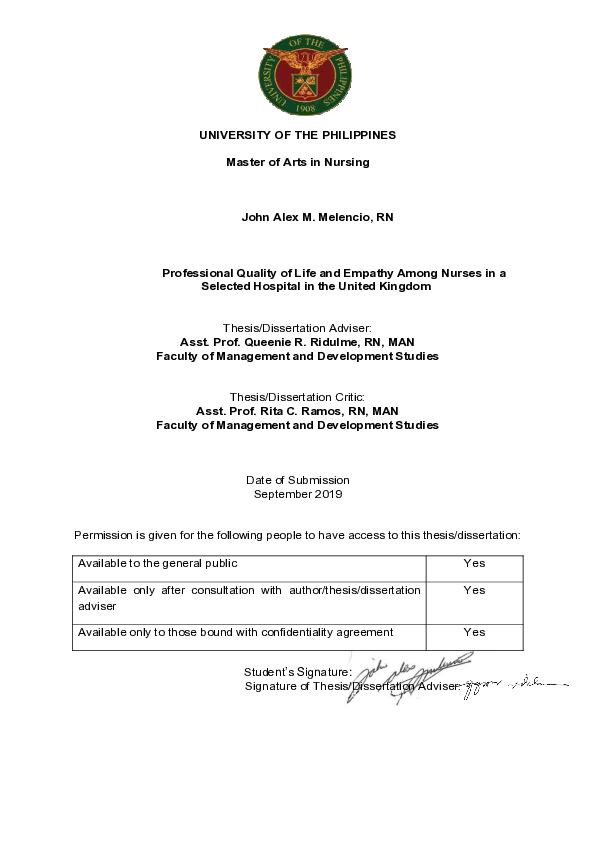 (PDF) Professional Quality of Life and Empathy Among Nurses in a ...