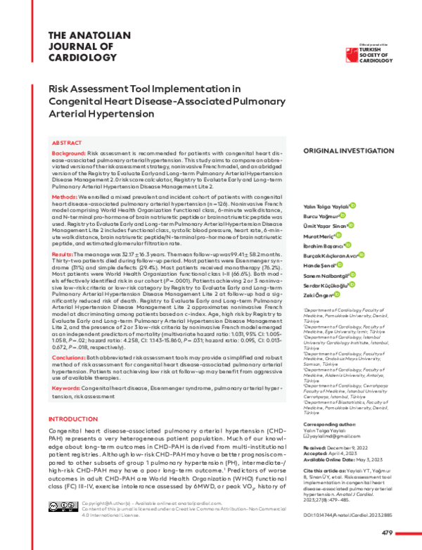 (PDF) Risk Assessment Tool Implementation in Congenital Heart Disease ...