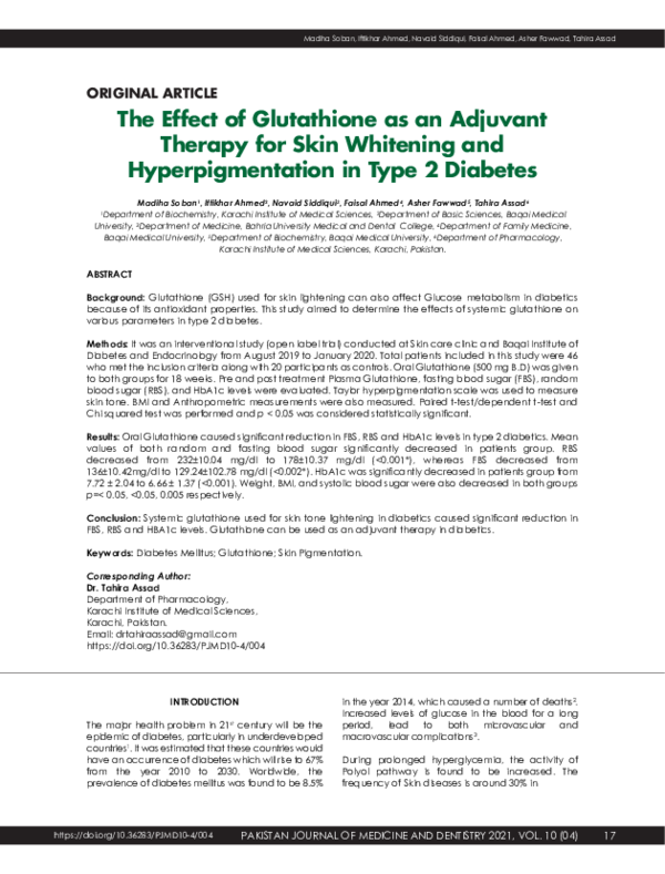 does glutathione affect periods PDF) The effect of gluthathione