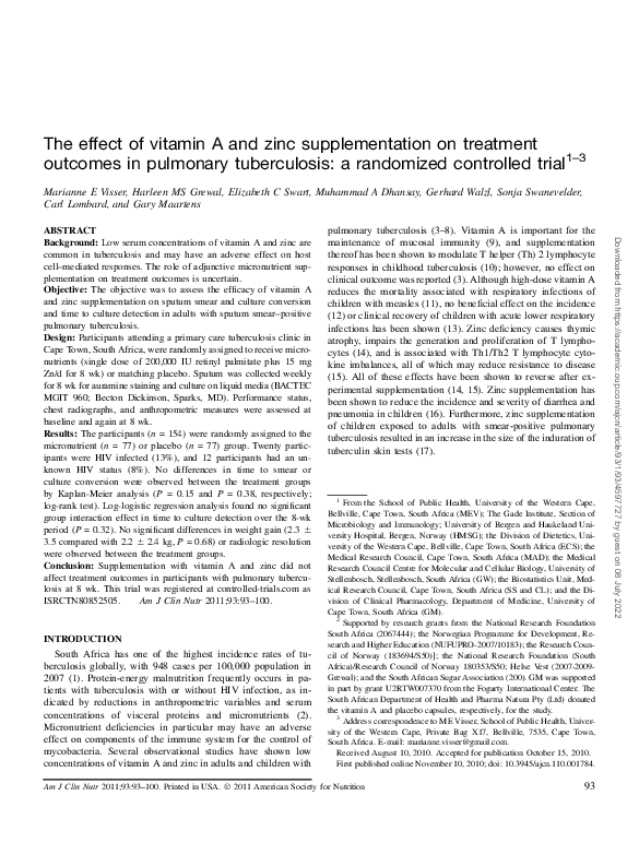 (PDF) The effect of vitamin A and zinc supplementation on treatment ...