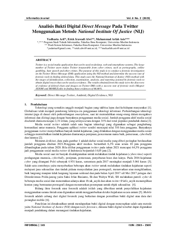 (PDF) Analisis Bukti Digital Direct Message Pada Twitter Menggunakan ...