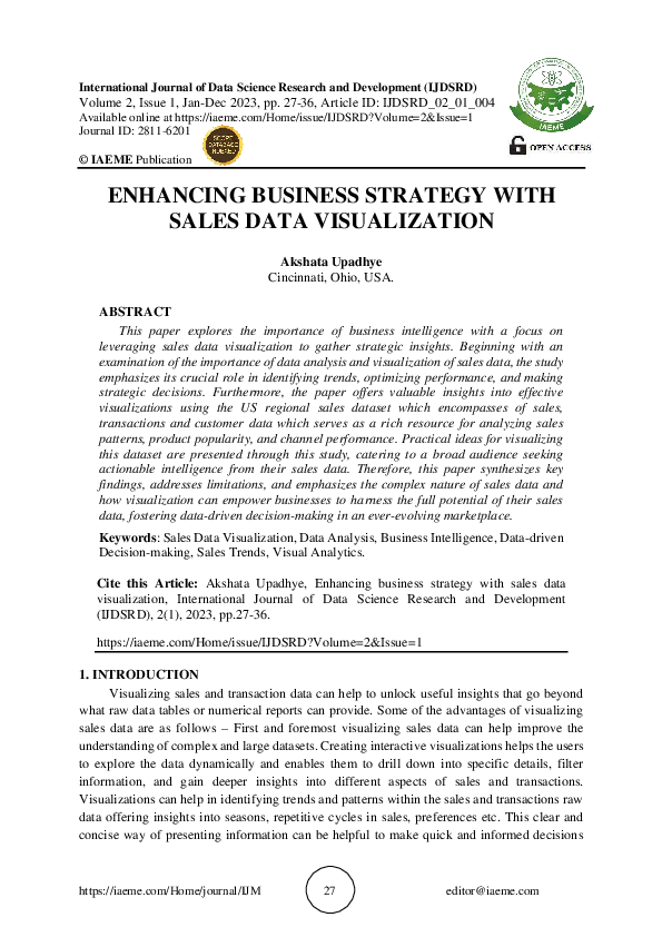 (PDF) ENHANCING BUSINESS STRATEGY WITH SALES DATA VISUALIZATION