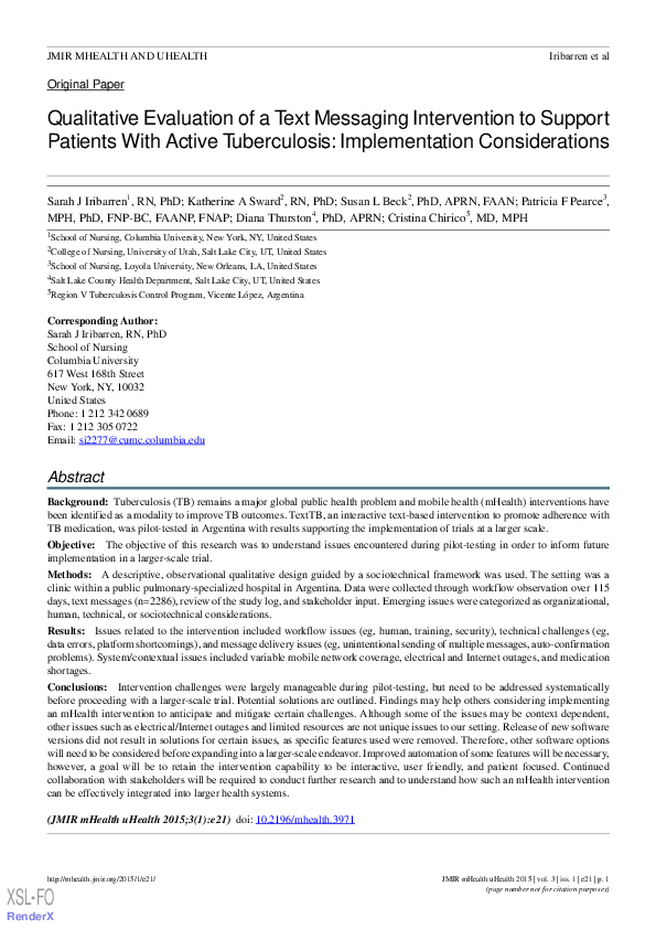 (PDF) Qualitative Evaluation of a Text Messaging Intervention to ...