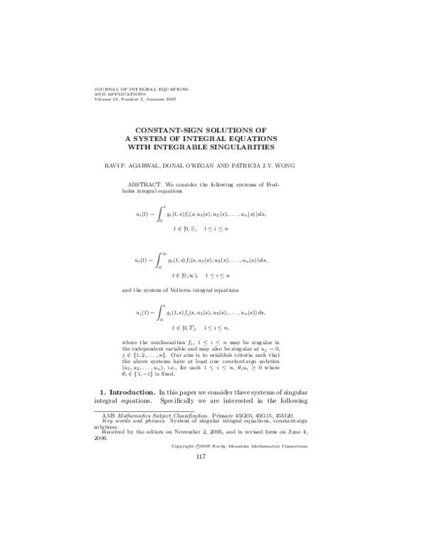 Constant-Sign Solutions of a System of Integral Equations with ...