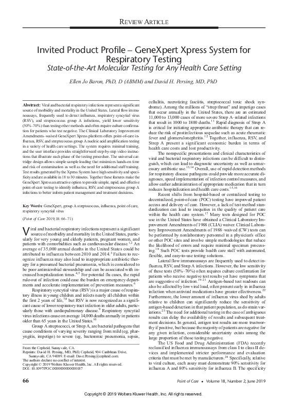 (PDF) Invited Product Profile – GeneXpert Xpress System for Respiratory ...