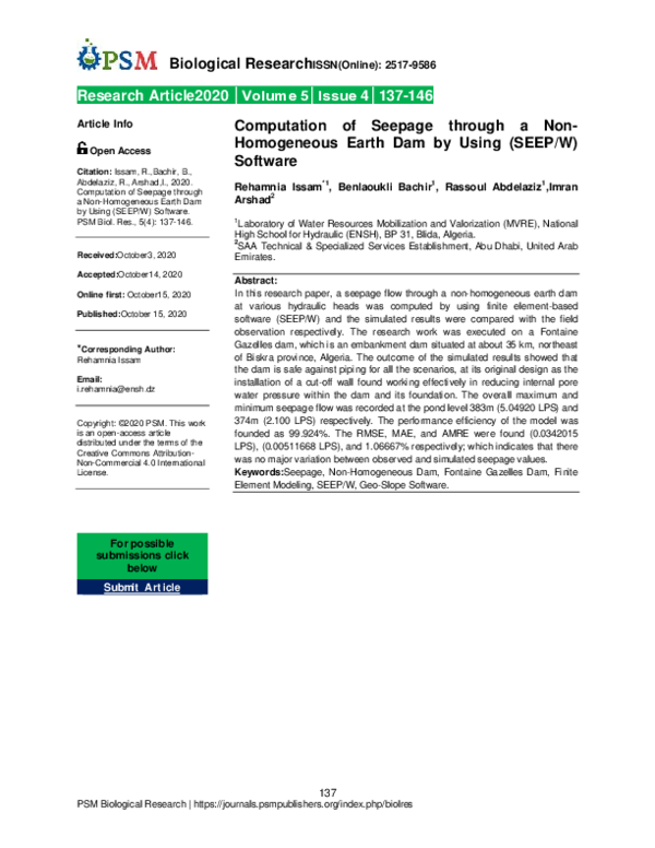 (PDF) Computation of Seepage through a Non- Homogeneous Earth Dam by ...