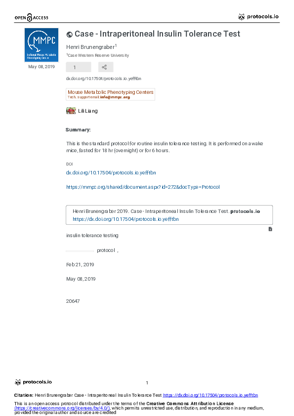 (PDF) Case - Intraperitoneal Insulin Tolerance Test v1