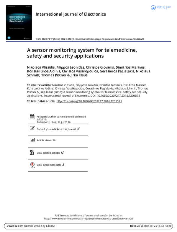 (PDF) A sensor monitoring system for telemedicine, safety and security ...
