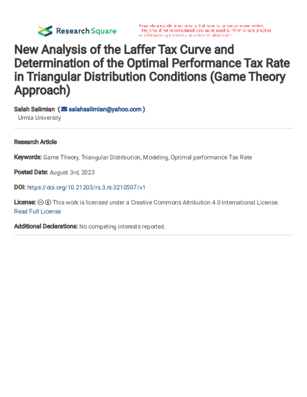 (PDF) New Analysis of the Laffer Tax Curve and Determination of the ...