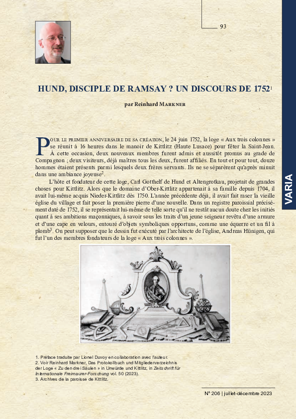 (PDF) Hund disciple de Ramsay ? Un discours de 1752