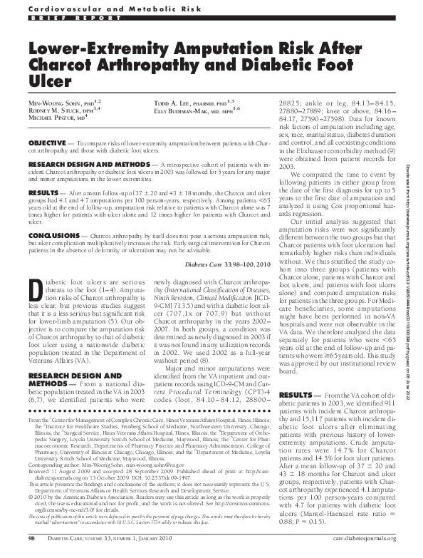(PDF) Lower-Extremity Amputation Risk After Charcot Arthropathy and ...