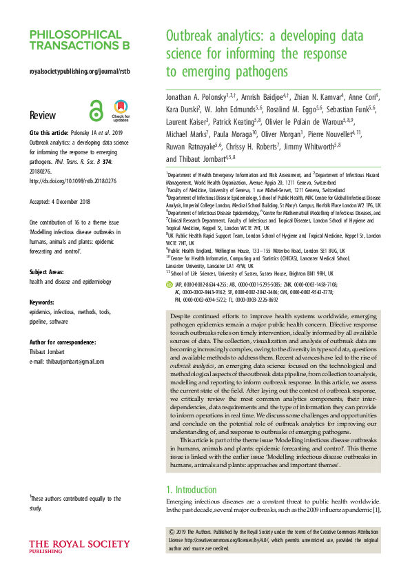 (PDF) Outbreak analytics: a developing data science for informing the ...
