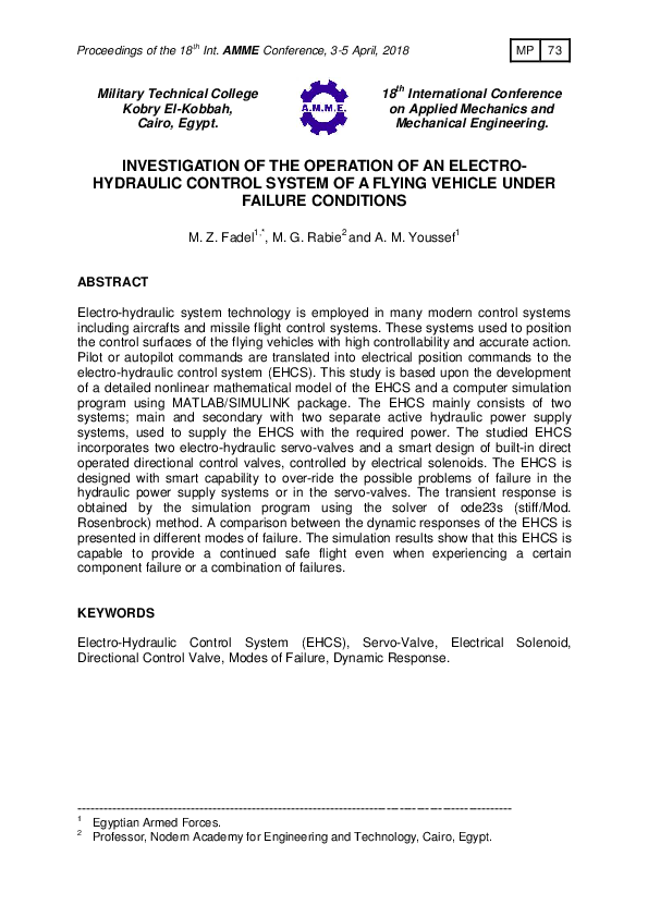 (PDF) Investigation of the Operation of an Electrohydraulic Control ...