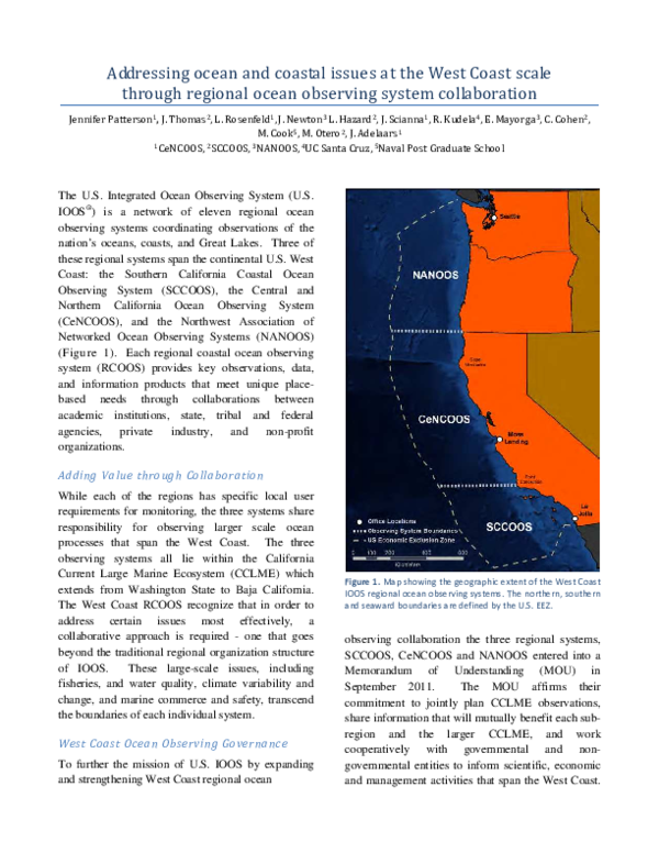 (PDF) Addressing ocean and coastal issues at the West Coast scale ...